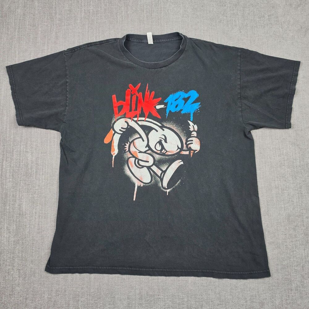 Vintage Blink-182 Bunny Mascot Graphic T-Shirt Faded Black Alstyle L Pop Punk